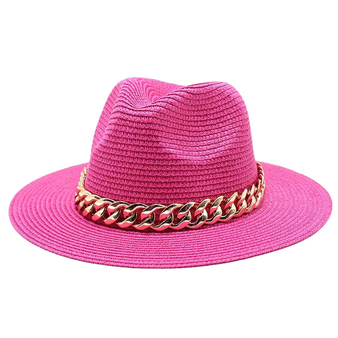 LCUVIMPEX Bucket Hats， Unisex Wide Brim Straw Panama Fedora Hat Multicolor Summer Beach Sun(Rose Red)