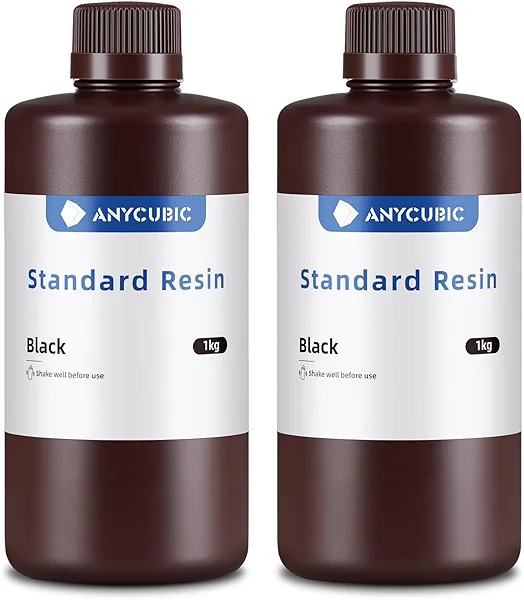 ANYCUBIC 3D Printer Resin, 405nm SLA UV-Curing Resin with High Precision and Quick Curing & Excellent Fluidity for LCD 3D Printing (Black+Black, 2kg) Black 2kg