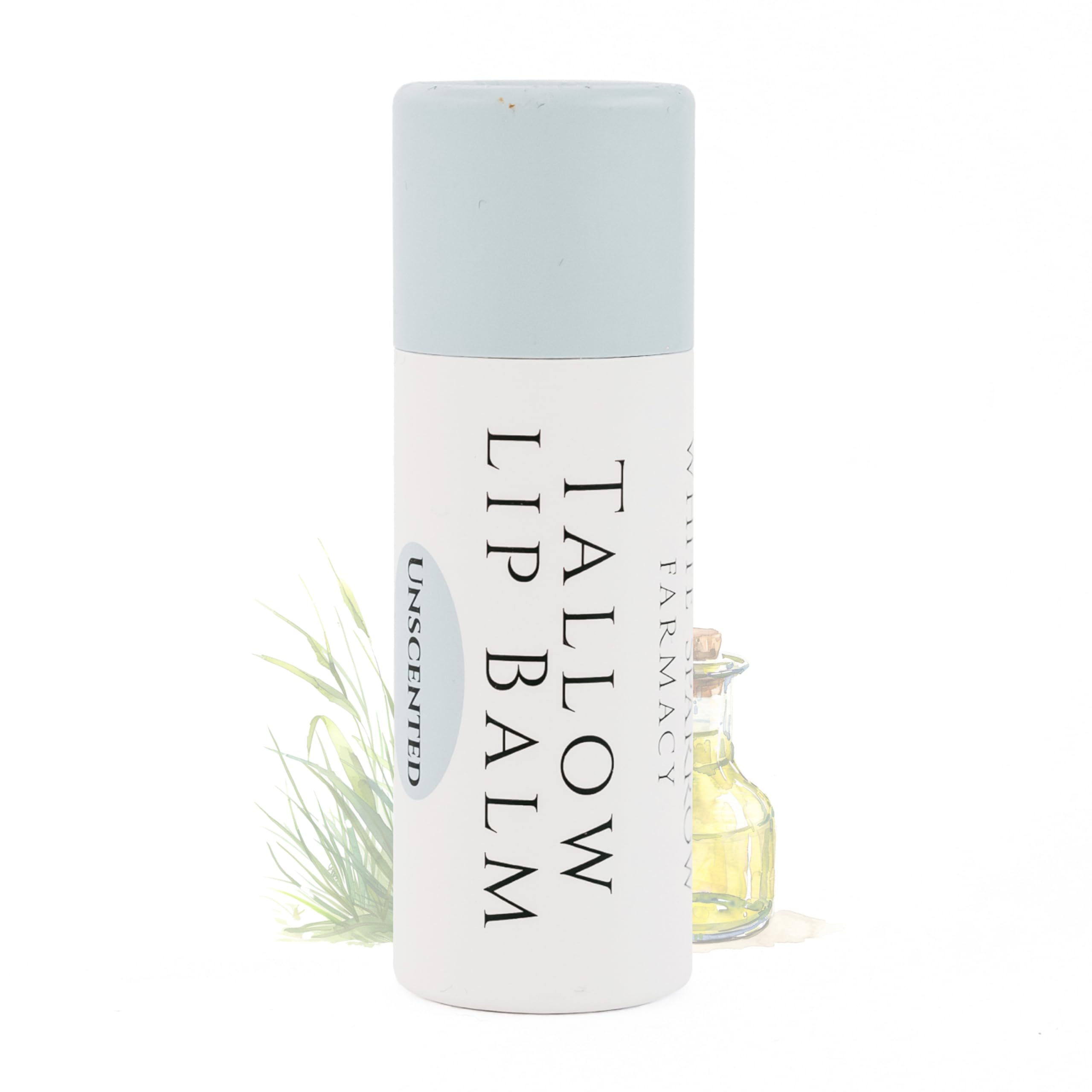 Bálsamo labial orgánico con sebo (sin perfume) de vacas alimentadas con hierba, súper hidratante con sebo, aceite de oliva, miel y aceite de girasol.