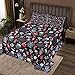 jejeloiu Seahorse Bedspread Kids Jellyfish Quilted Coverlet for Boys Teens Shell Coral Pattern Coverlet Set Breathable Black Red Blue Quilted Twin Size 2Pcs