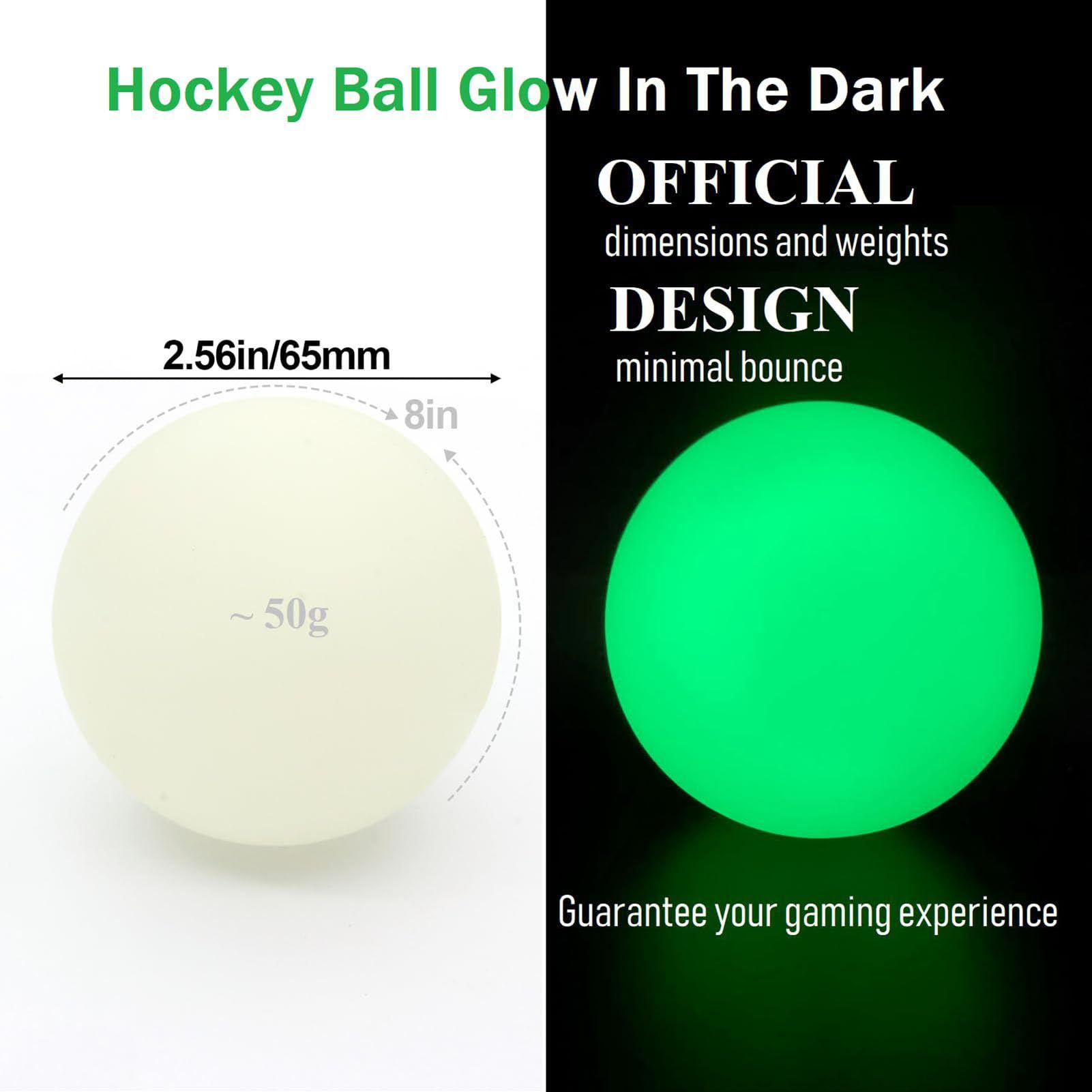 Palla da Hockey Che Si Illumina al Buio, Dischi da Hockey, 2 Palline Sportive Verdi Illuminate, Palle da Hockey su Strada, palloni Sportivi, Regali per Hockey su Pista per Giochi di Hockey