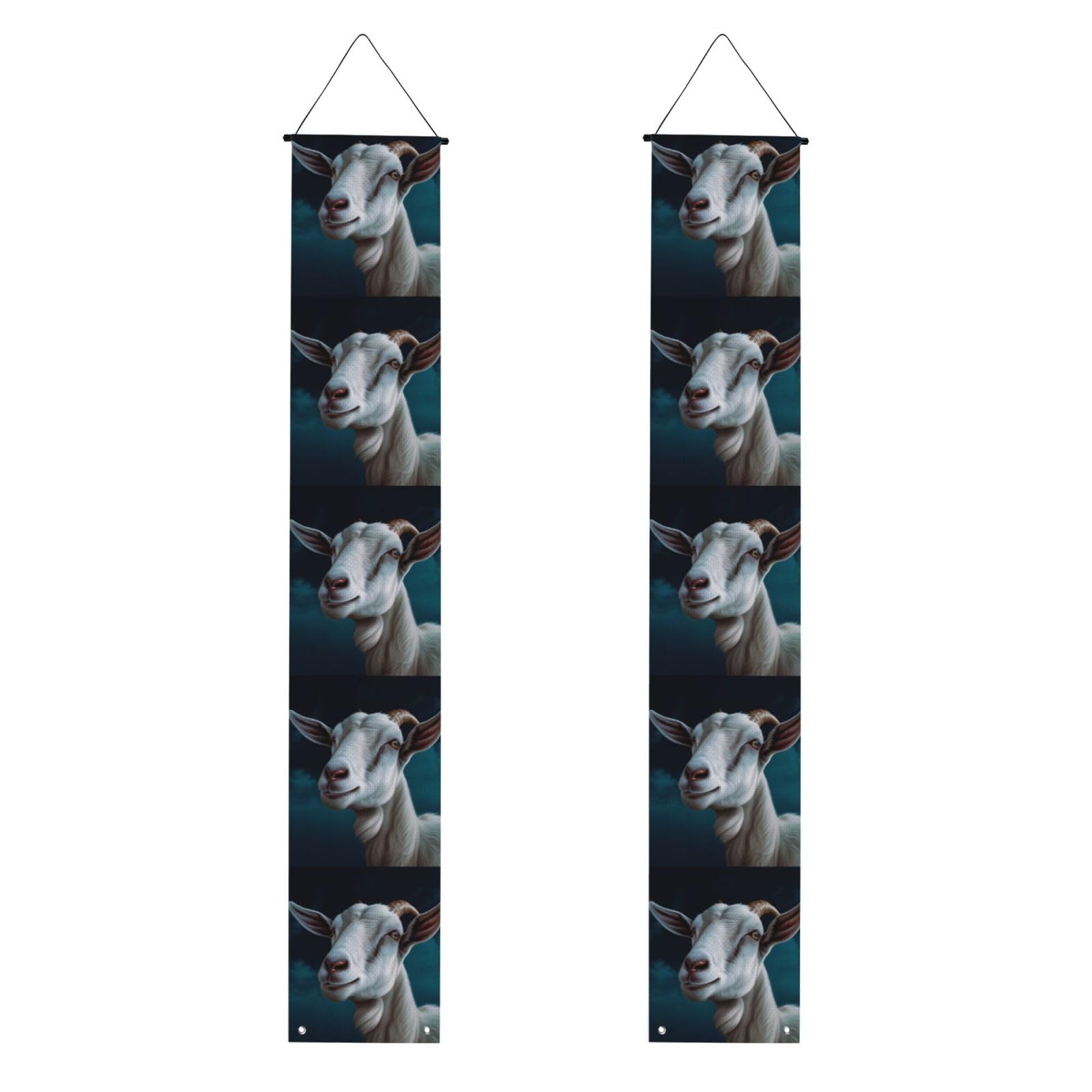 Goat Porch Banner 2PCS, Summer Hanging Flag Party Porch Sign Front Door Hanging Decorations for Indoor Outdoor Holiday Yard Decor Wall Backdrop 71 x 12 Inch