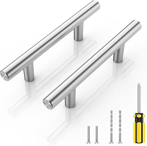 Miniatura 1 de Paquete de 50 tiradores para gabinetes de cocina y cajones, de acero inoxidable con níquel cepillado, 5 pulgadas de longitud (distancia del centro