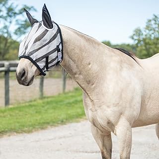 Dura-Tech Zebra Fly Horse Mask with Ears | Size Small/Medium Pony | Horse Comfort Maximized | Confuses Flies | 70% UV Protection | Durable 1000D Dura-Mesh | Breathable Mesh Ears