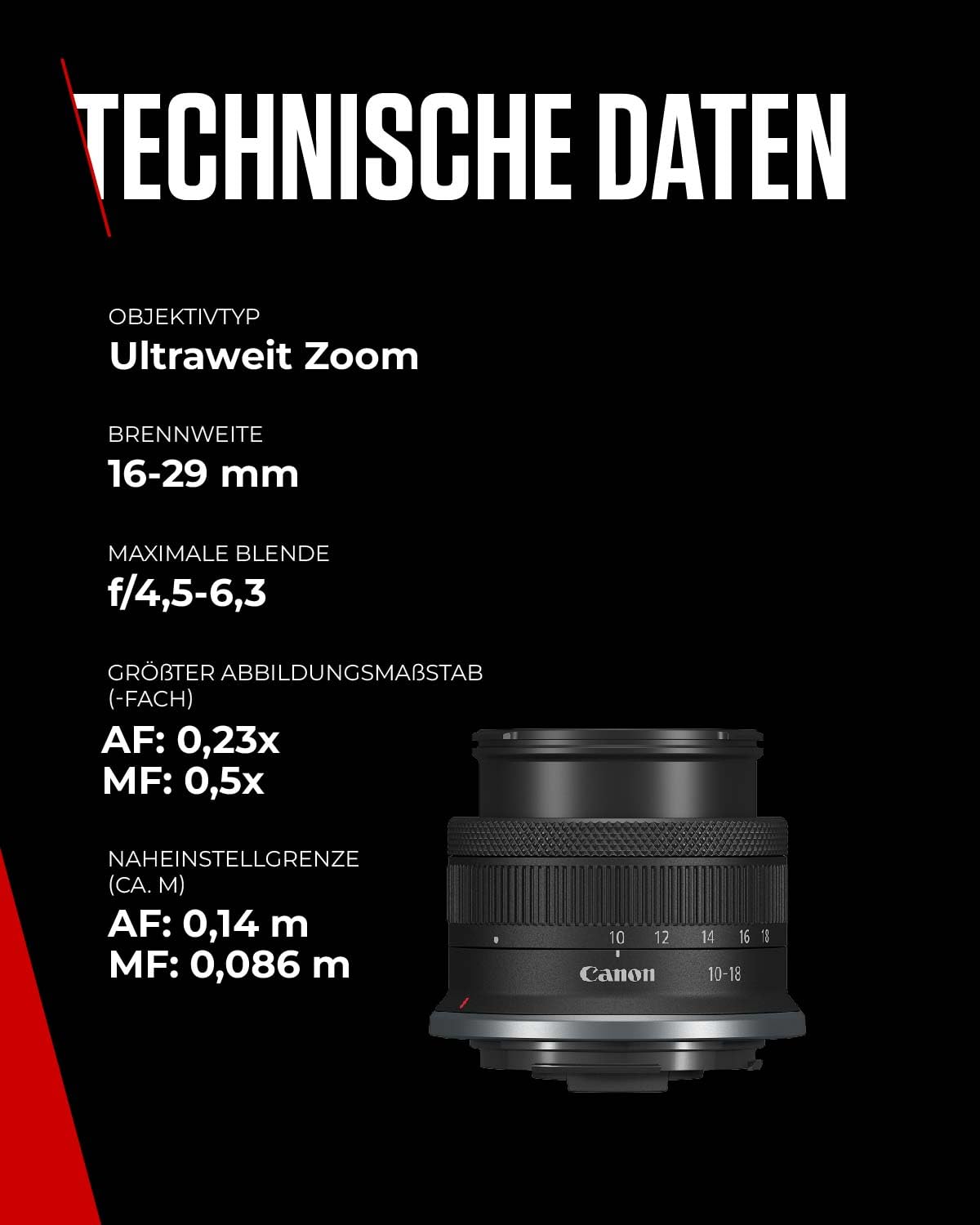 Objectif Canon RF-S 10-18 mm F4,5-6,3 is STM Zoom Ultra Grand-Angle, stabilisateur d'image Optique 4 Vitesses, Voyages/vlog, Compatible Canon EOS R