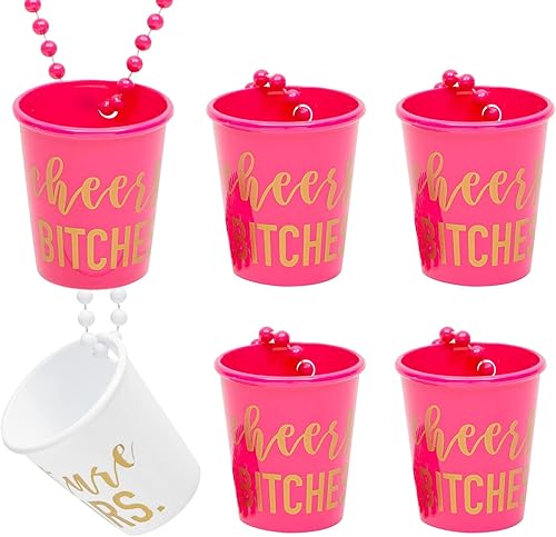Juvale Paquete de 6 vasos de chupito de despedida de soltera, collar de 13 pulgadas, ideal para despedidas de soltera y regalos de despedida de