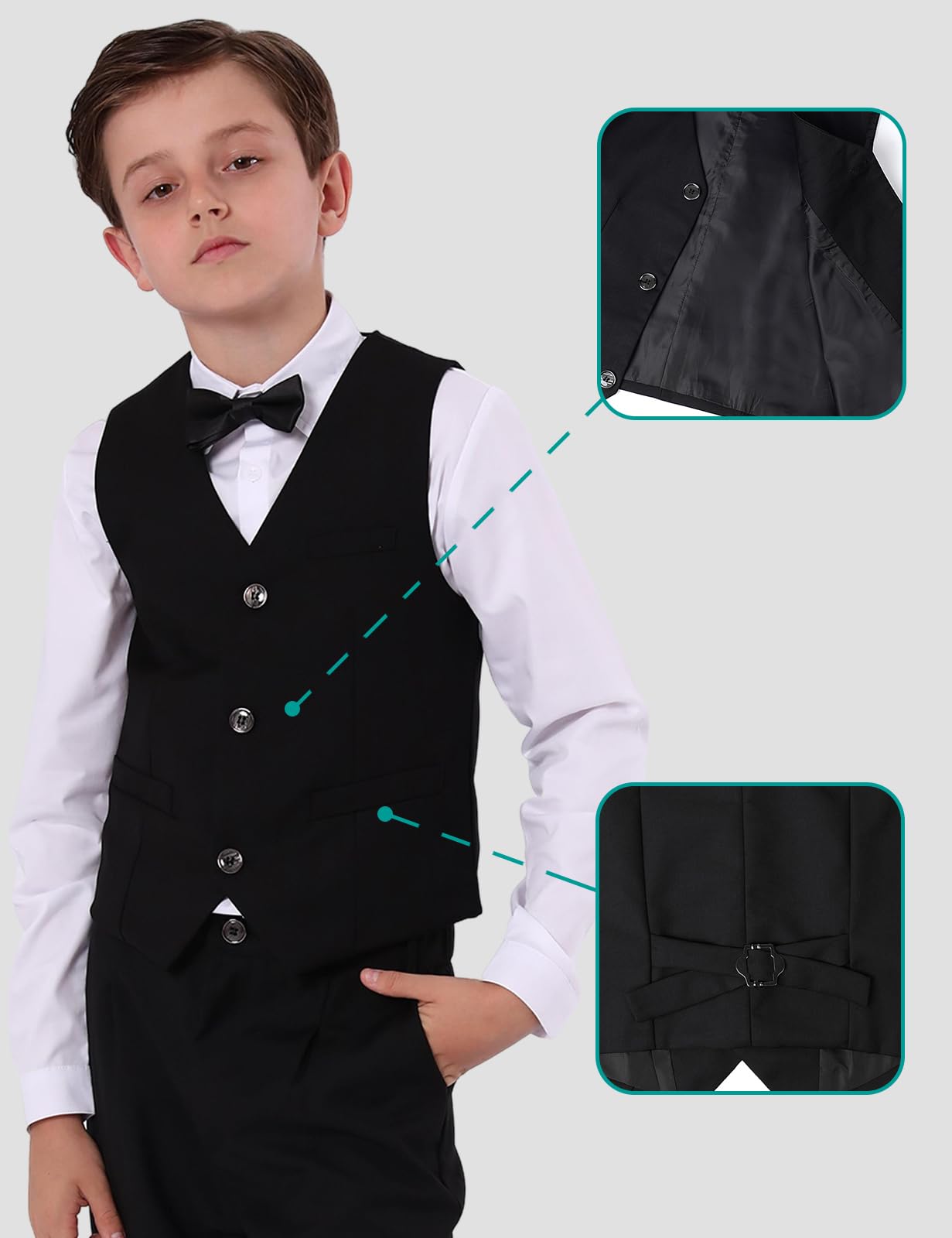 mintgreen Ragazzo Le Gilet Costume Matrimonio Classico, 7-13 Anni