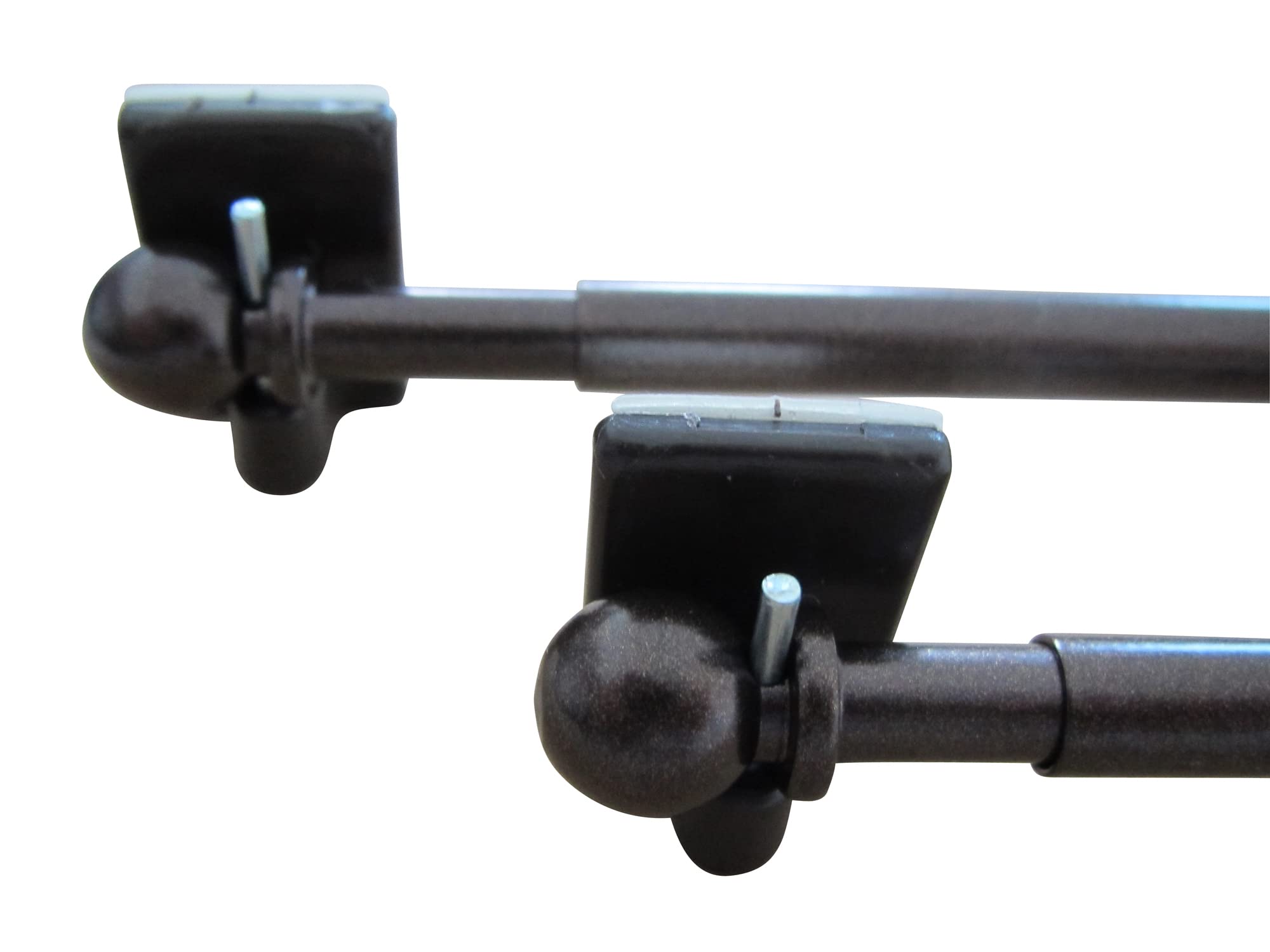 2 Hochwertige Vitragenstangen - mit 4 Klebehaken braun, und 4 Vitragenstangen Haken - Farbe: bronziert – Länge 30-40 cm, 40-60 cm, 60-90 cm, 90-130 cm (Länge: 60-90 cm)