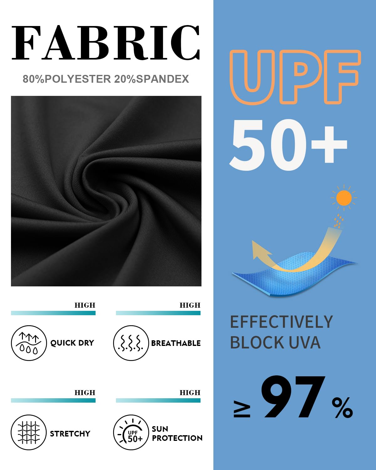 WOWENY Haut de Maillot de Bain Tee Shirt Anti UV Femme Rashguard Manches 3/4 avec Fermeture Éclair 1/4 UPF 50+ Séchage Rapide pour Sports Nautiques Surf Plage
