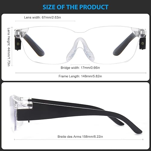 Miniatura 7 de OKH Lupas con luz, 160% lupas para trabajos cercanos, manualidades, joyeros, lectura, pintura, pasatiempos (paquete de 1)