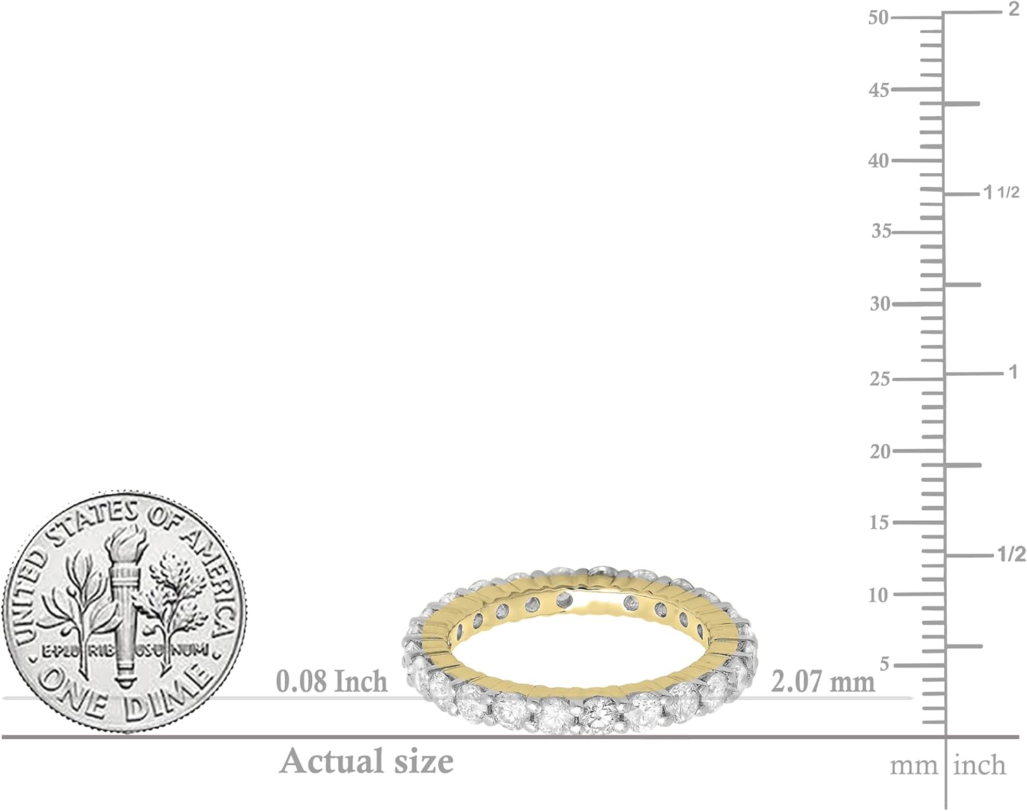 Dazzlingrock Collection Round Natural Diamond Dainty Eternity Stackable Band for Her in 14K Real Solid Gold