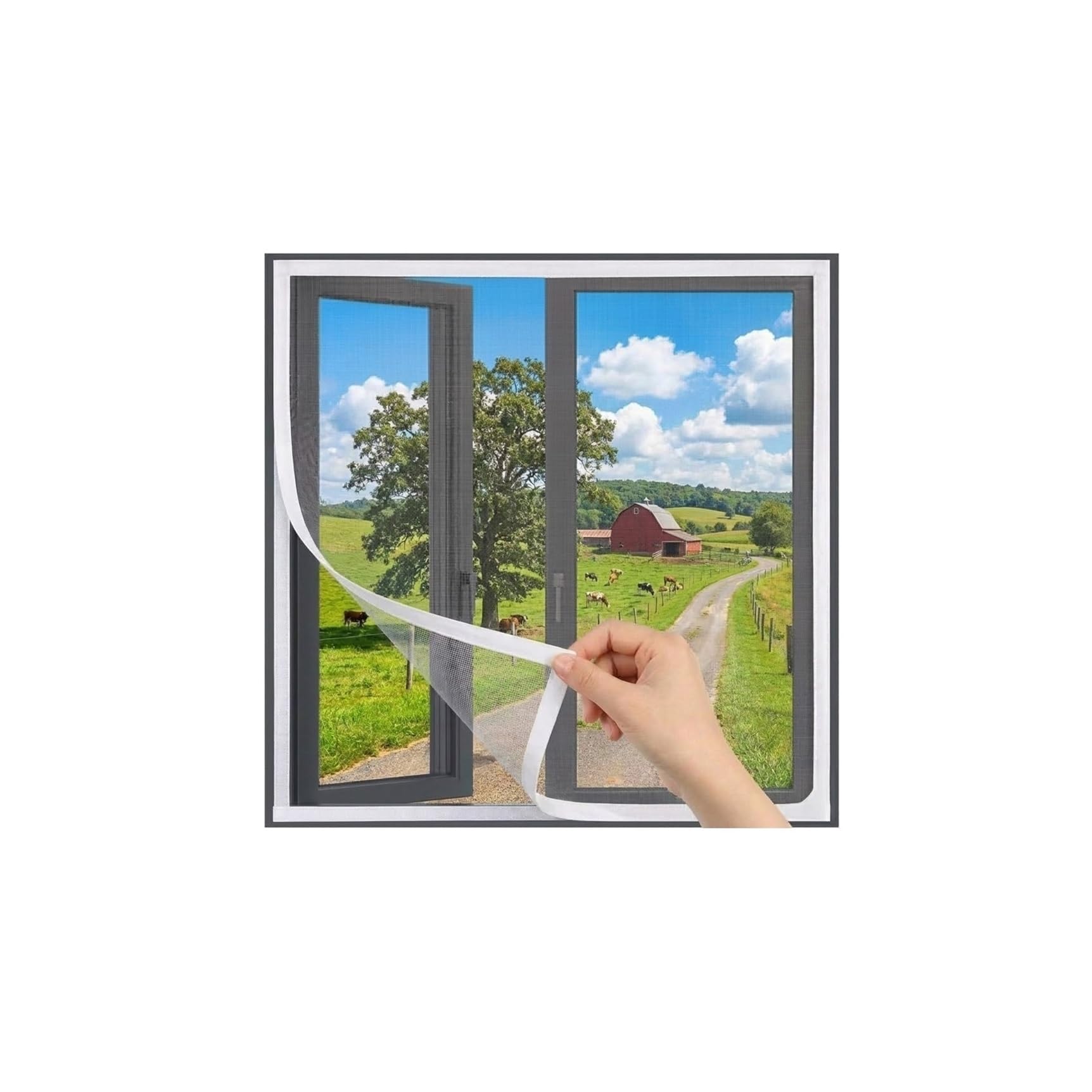 1pc White Window Door Screen Mesh Invisible Mosquito Insect Protection Hook and Loop Installation No Drilling Removable(White-Width 200cm,Height 140cm)