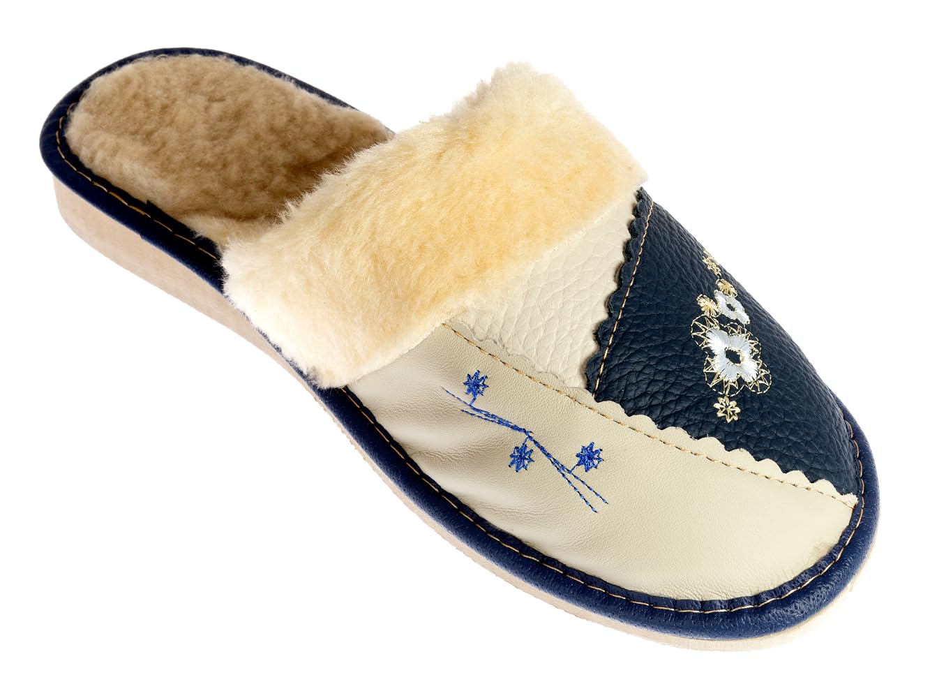 APREGGIO Damen Leder-Hausschuhe – Bequeme Handgefertigte Slipper mit Gummisohle 36/41