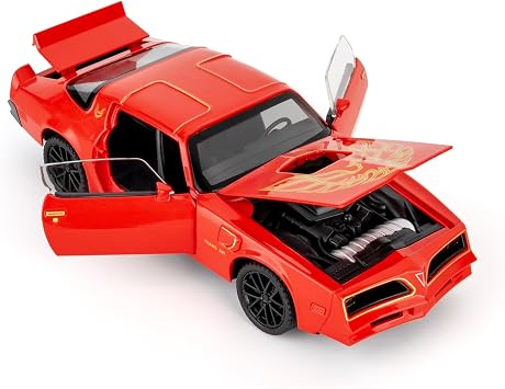 132 Compatible for Pontiac Firebird Trans Am Toy Cars, Zinc Alloy Die Casting Pull Back Car Model Toy with Sound and Light for Kids Adults, Gift Red