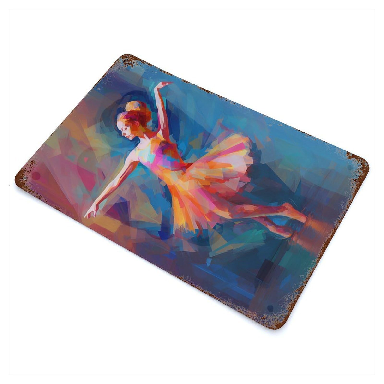 Ballet Dancer Fauvism Style Rust Effect Tin Sign 11.8"x7.9", Decorative Metal Wall Art for Patio, Garden Room And Bar Decor