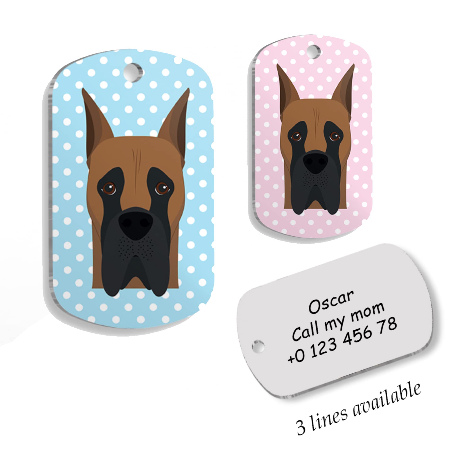 DANUA Personalized Dog Tag - Custom Name Tag - ID Tag for Dog & Cat - Customized Pet Tags - Dog Name Tag - Cat Name Tag - Engraved Dog Tag (Blue)