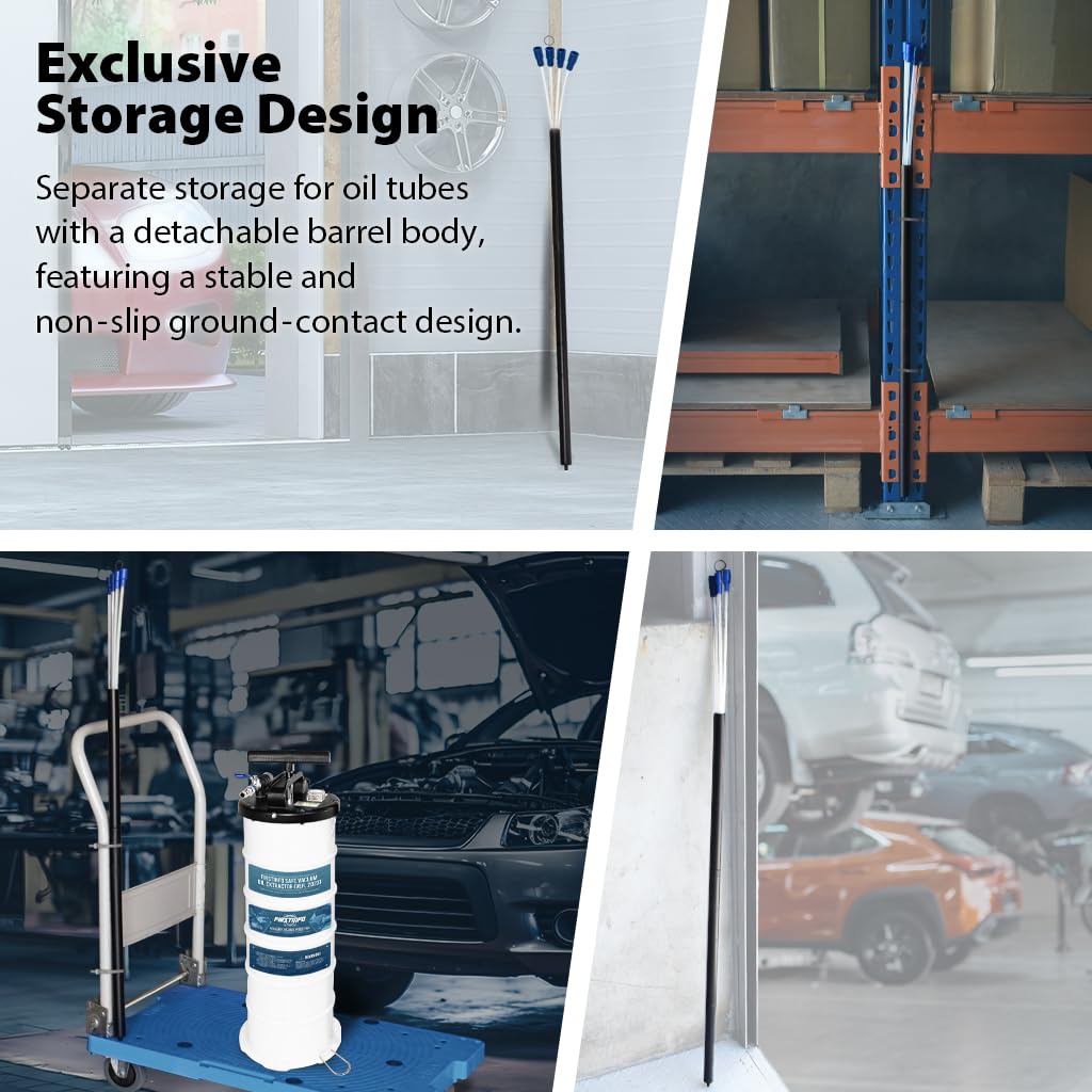 Pompa Aspirazione Olio FIRSTINFO 9L - Manuale E Pneumatica, Con Manometro E 5 Tubi - Foto 3