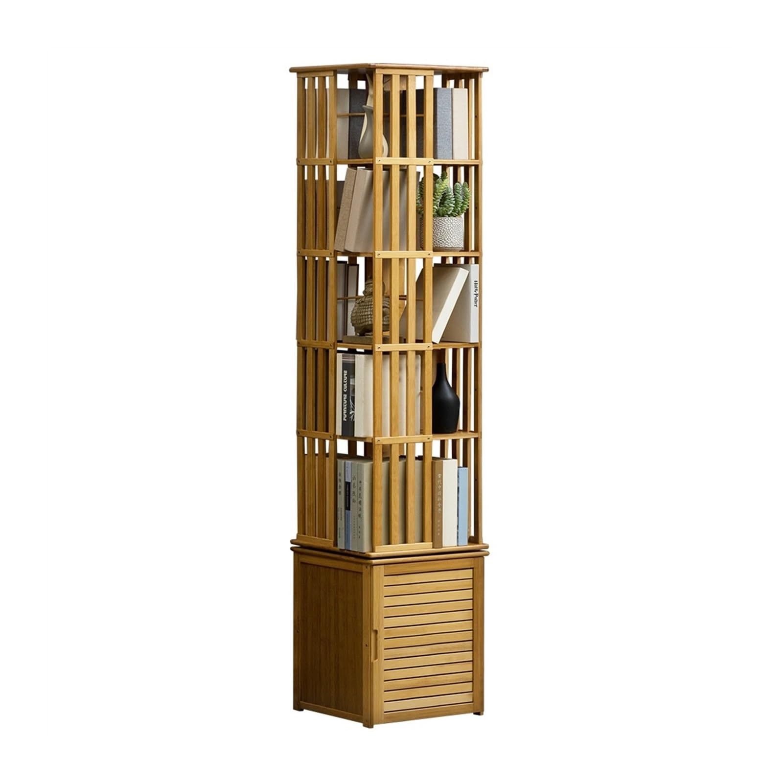AYCDL Bookcase Rotating Bookshelf, Floor Storage Cabinet, Simple Living Room and Bedroom Book Storage Rack Display Shelf