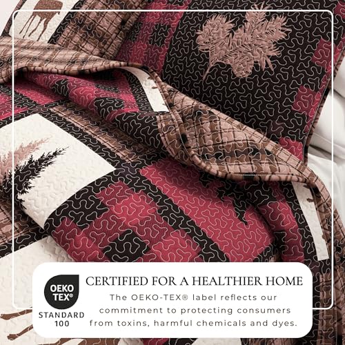 Great Bay Home Lodge Quilt Set - 2-Piece Twin/Twin XL Size Rustic Bedding Set - Lightweight, All-Season, Reversible Bedspread (Red/Black) by Great Bay Home - Used condition - Image 2