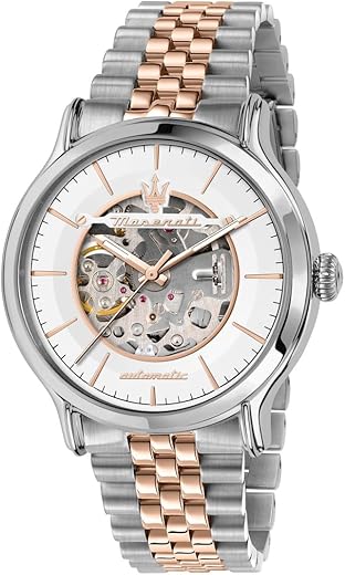 Maserati Stainless Steel Classic Skeleton Men’s Analogue Watch – R8823118011, Dial-Color:Multicolor, Band Color:Two-Tone
