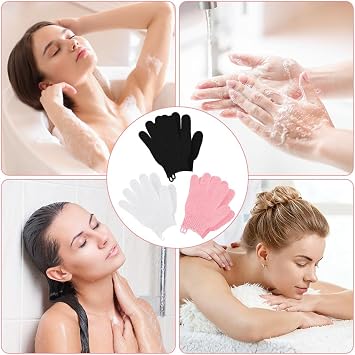 6 Pcs Exfoliating Gloves, Bath and Body Exfoliator Mitts