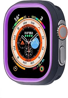 جراب حماية من السيليكون بتصميم ناعم مضاد للسقوط بتغطية كاملة لساعة ابل ووتش الترا 49 ملم فكرة أسود - أرجواني