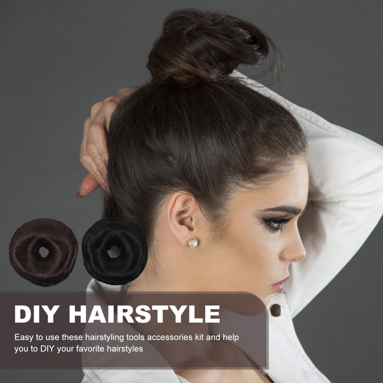 NOLITOY 2pcs Hair Dryer Knot Black Outfit Wigs Chignon Hair Ring Faux Hair Bun No Crease Hairpin Black Girl Hairpiece Messy Bun Hairpiece Resin Hair Extension Ring Elasticity