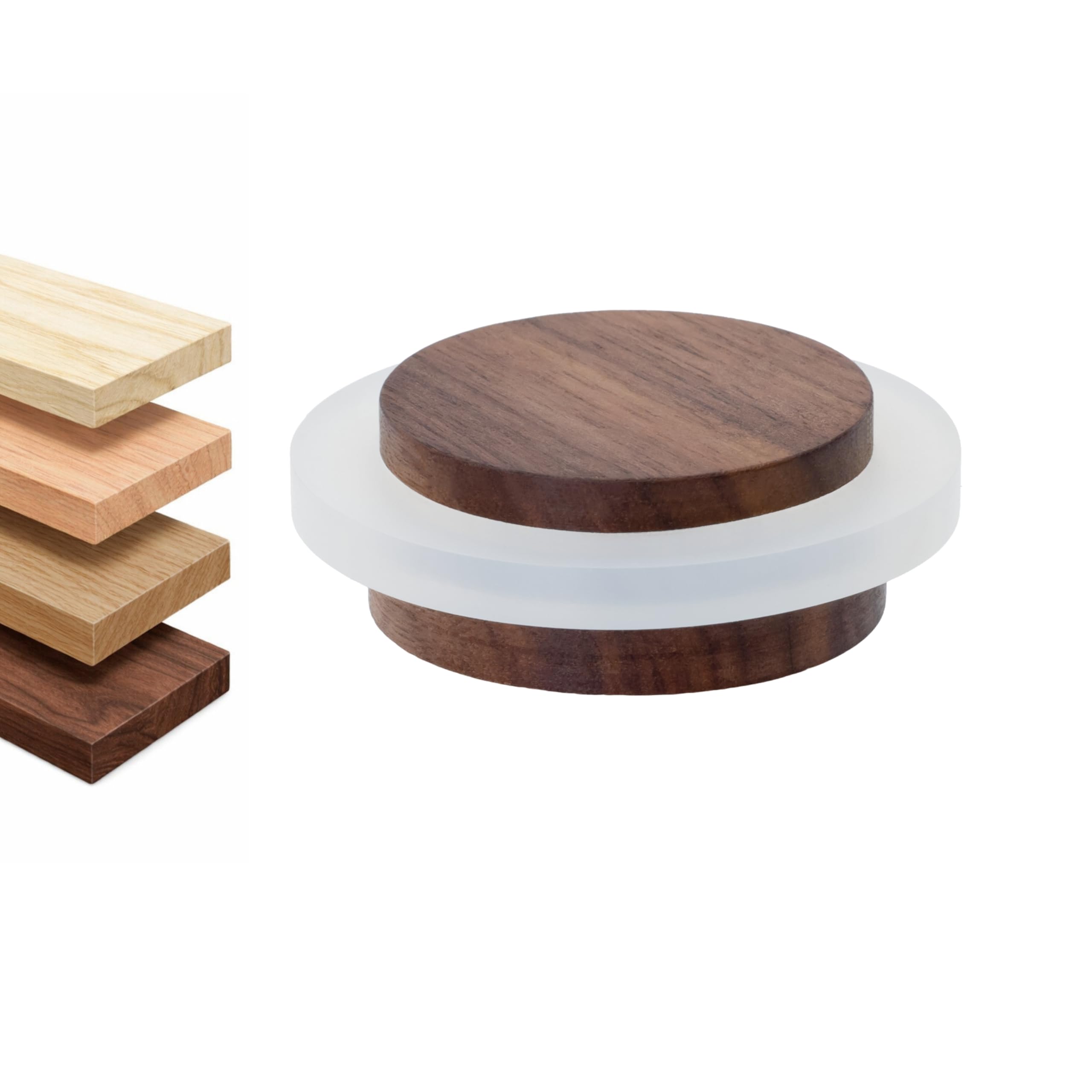 EVI Herrajes | Wooden Door Stop | Walnut Wood with White Rubber | 1.85" x 0.87" | Adhesive Installation | for Smooth Floors | Mod.30245X19