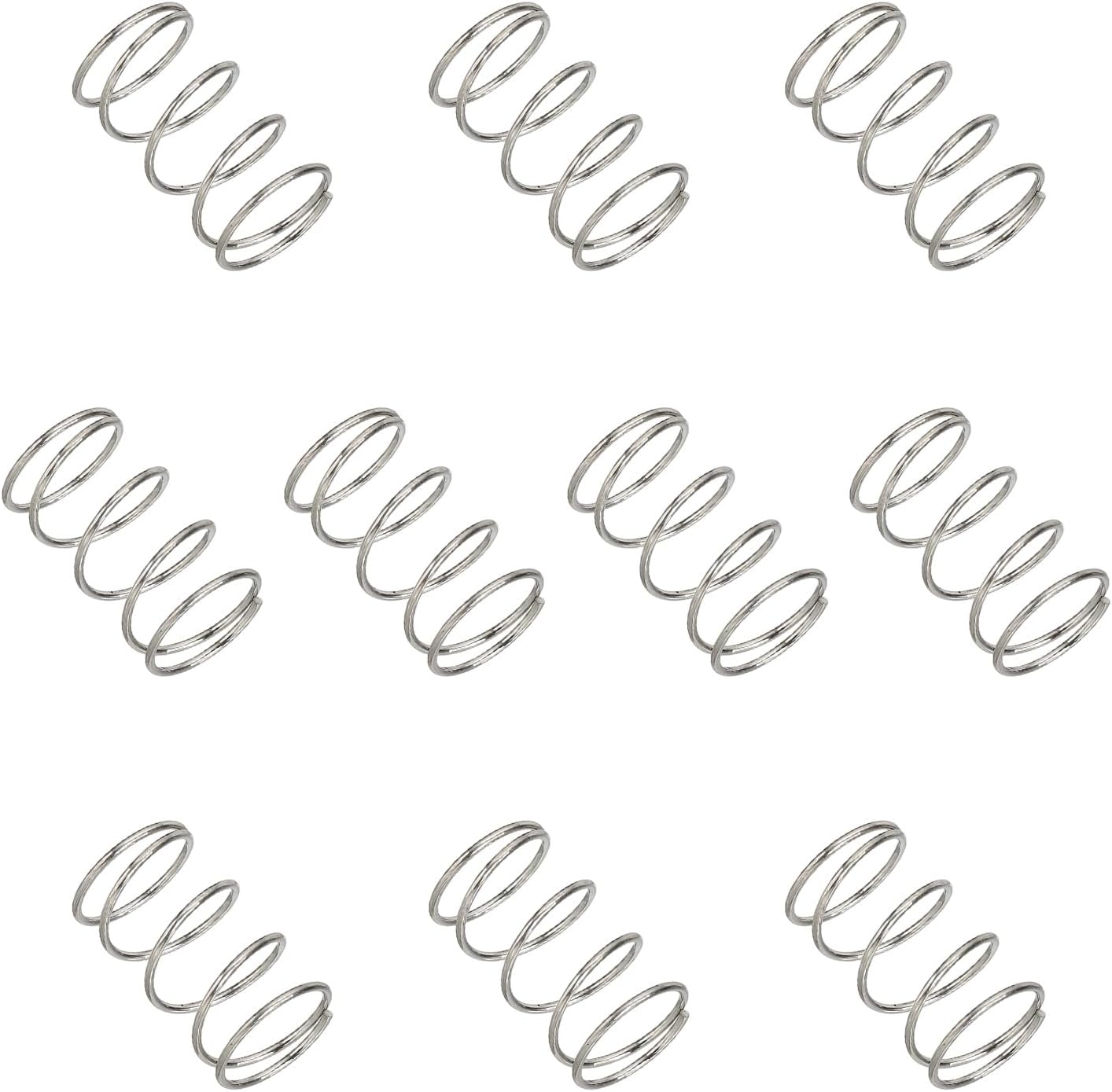 MECCANIXITY Compression Spring 12 mm OD 0.8 mm Wire 20 mm Free Length 304 Stainless Steel Small Extension Spring for DIY Projects Home Shop Repairs (Silver Tone, Pack of 10)