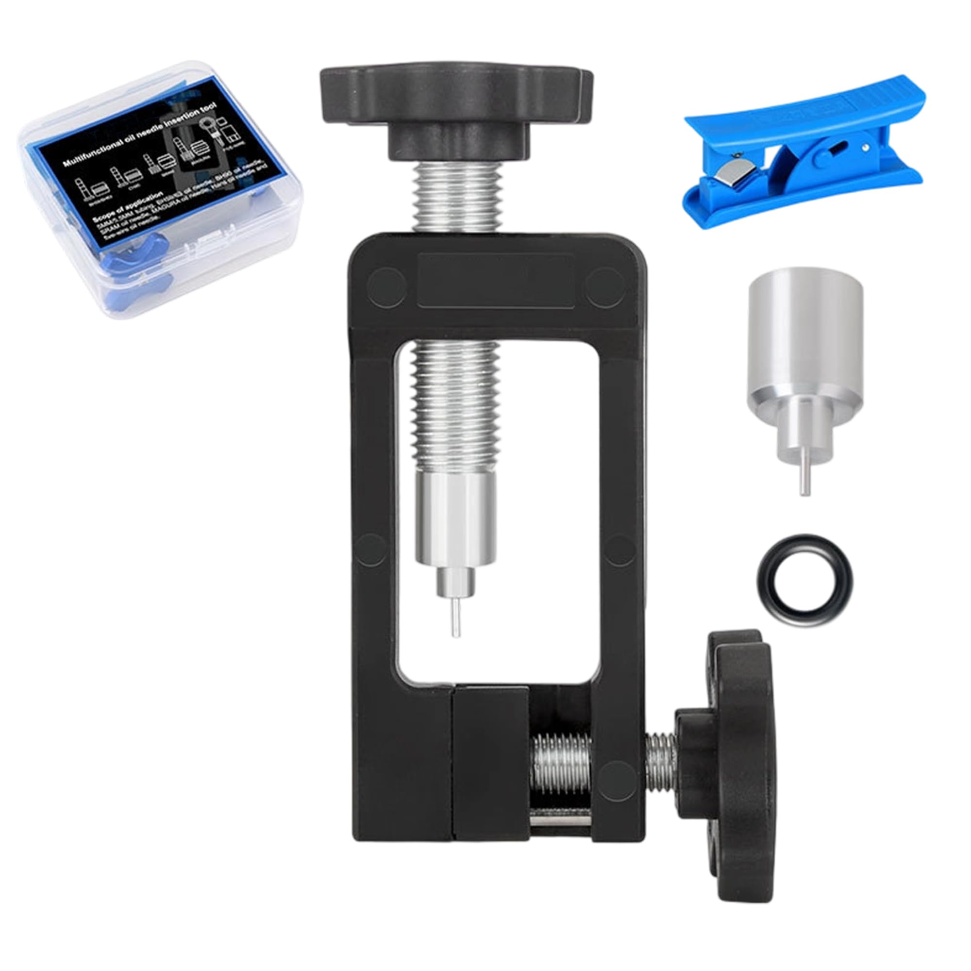 2 in 1 Bicycle Hydraulic Hose Cutter and Needle Driver Tool for MTB Road Bicycle - Olive Banjo Fitting Install, Compatible with Most Needle Drivers Black