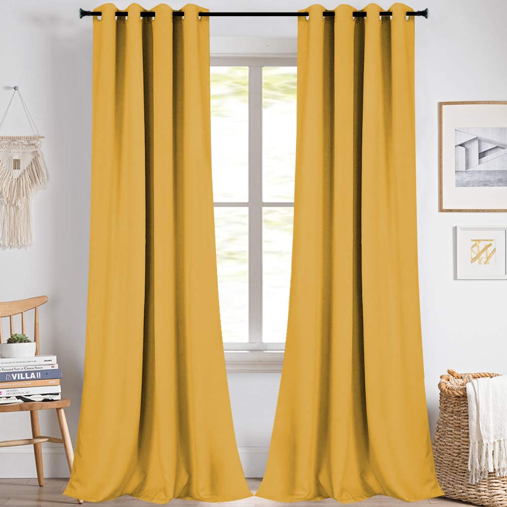 KEQIAOSUOCAI Yellow 108 Inch Curtains Blackout 2 Panels for Living Room Top Grommet Thermal Insulated Panels Window Treatment Bedroom Curtains Room
