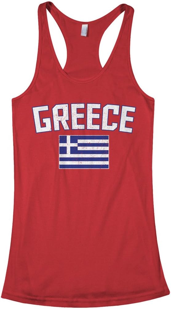 Threadrock Women's Greece Flag Racerback Tank Top