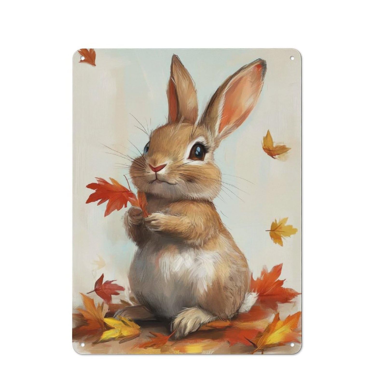 Junmoney Fall Forest Rabbit Tin Wall Plaque 40X30cm With For Pub Or Café, A Decorative Christmas Gift For Hospitality Wall Decor Collectors