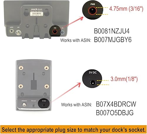 Miniatura 3 de EDO Tech Hardwire - Cargador de coche para Sirius XM Radio Satellite PowerConnect Dock Onyx Edge Lynx Stratus Docking Station
