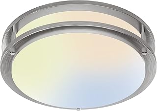 Amico 12 Inch 5CCT LED Flush Mount Ceiling Light Fixture, 2700K/3000K/4000K/5000K/6500K Selectable, 36W Dimmable Ceiling Light Fixture, 1800LM High Brightness Ceiling Light, Brushed Nickel, ETL&FCC