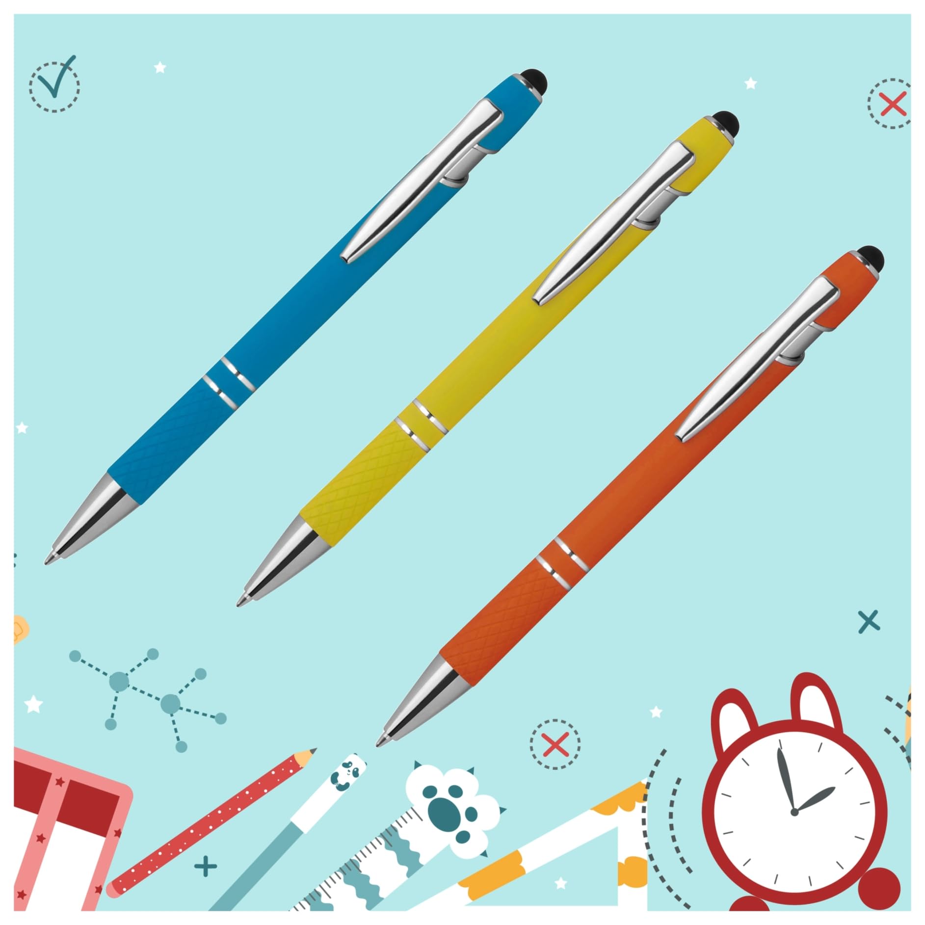 Schmalz® 100 Stück Aluminium Touchpen Kugelschreiber mit Gravur Eddy - personalisiert mit großer Auswahl an Farben - Kugelschreiber als personalisierte Geschenke mit Wunschtext & Logo (100)