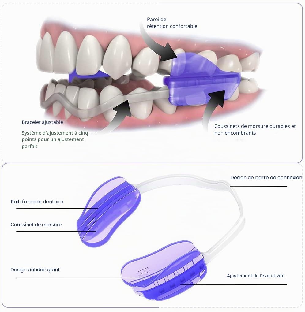 KOHEEL Gouttiere Dentaire Protège dents, stoppe le bruxisme, Pas d'ébullition nécessaire, élimine le grincement des dents, Taille ajustable (2 pièces)