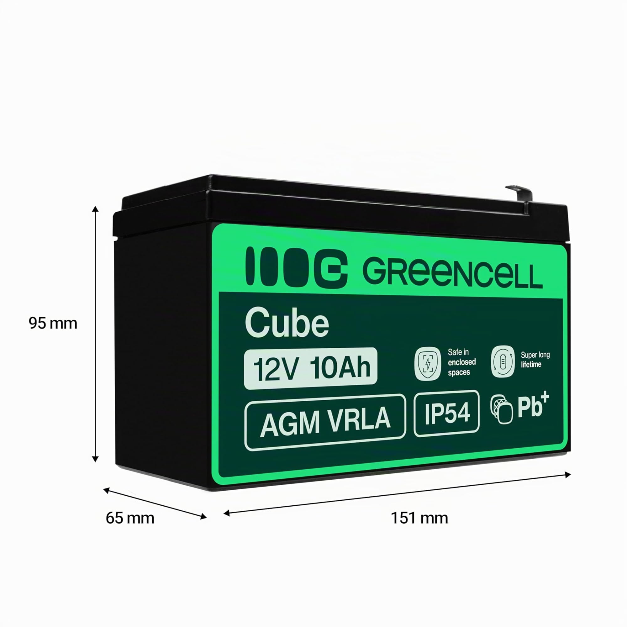 GreenCell Rechargeable Batterie AGM 12V 10Ah accumulateur au Gel Plomb Cycles sans Entretien VRLA Battery étanche UPS | USV | Système UPS | Batterie de Secours | Batterie de résérve
