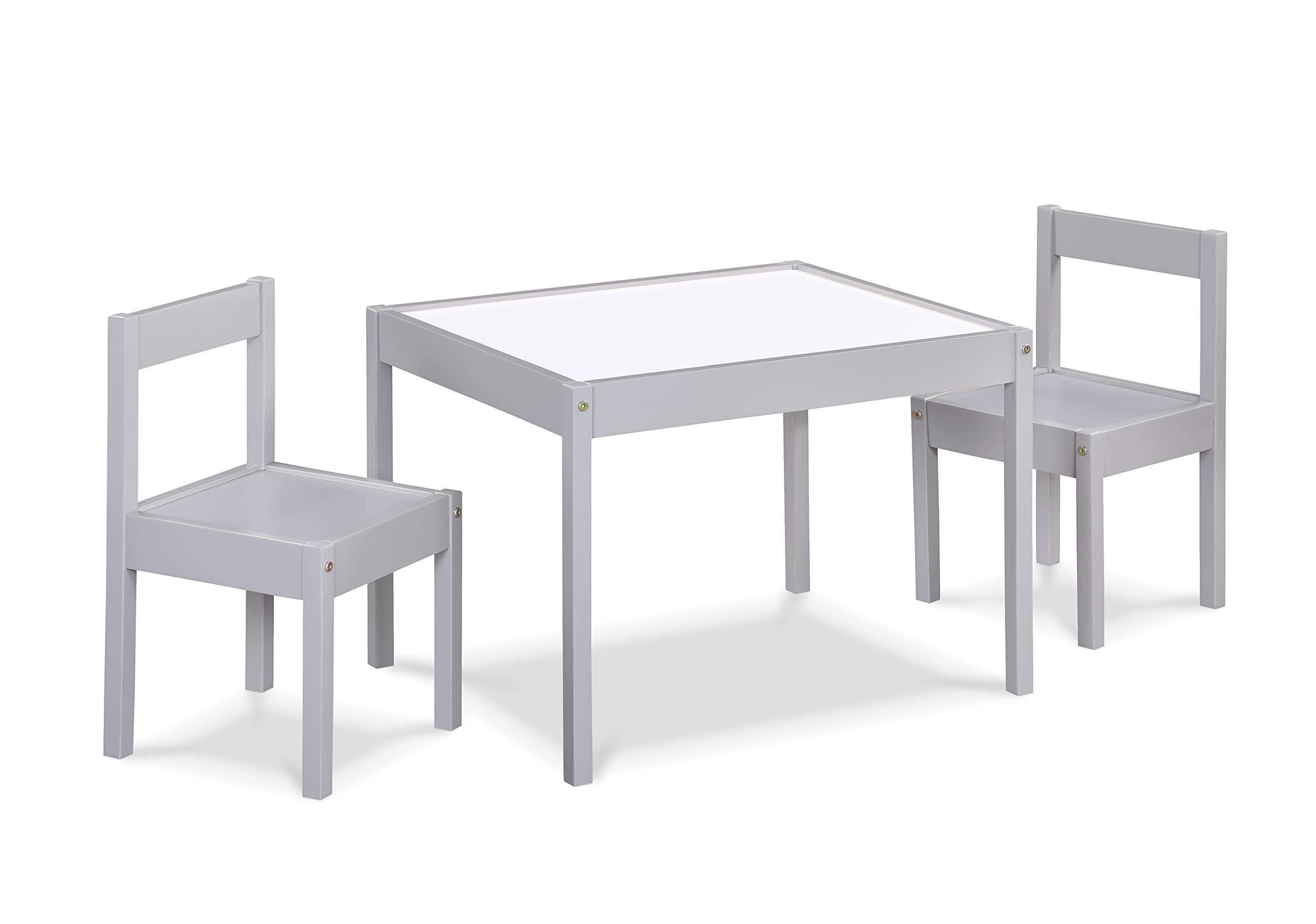 3 Pcs Dry Erase Table Two Chair Set, Gray