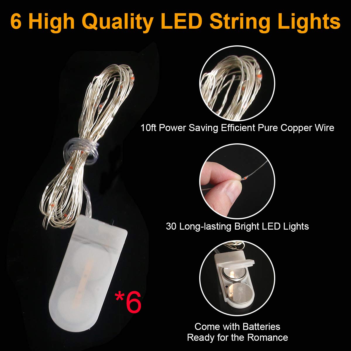 GameXcel LED Light Up Balloons 20 Inch, 6 Pack Clear Bobo Balloons, Glow Fillable Bubble Balloons with 10ft Red LED String Lights for Valentine's Day Birthday Wedding Birthday Pool Party Decoration