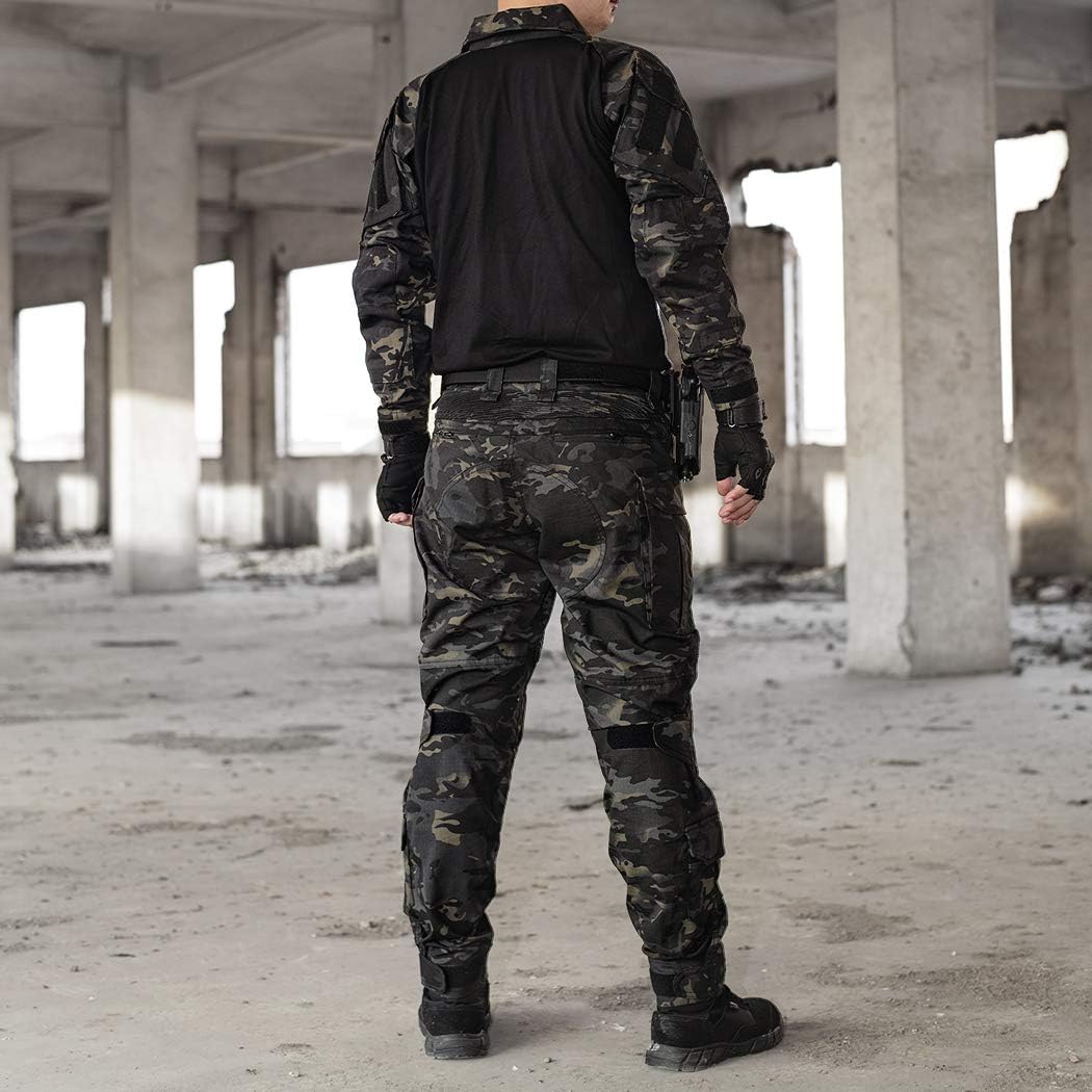 IDOGEAR G3 Pantalones de combate con rodilleras Multicam Tactical Pant Rip-Stop Pantalones