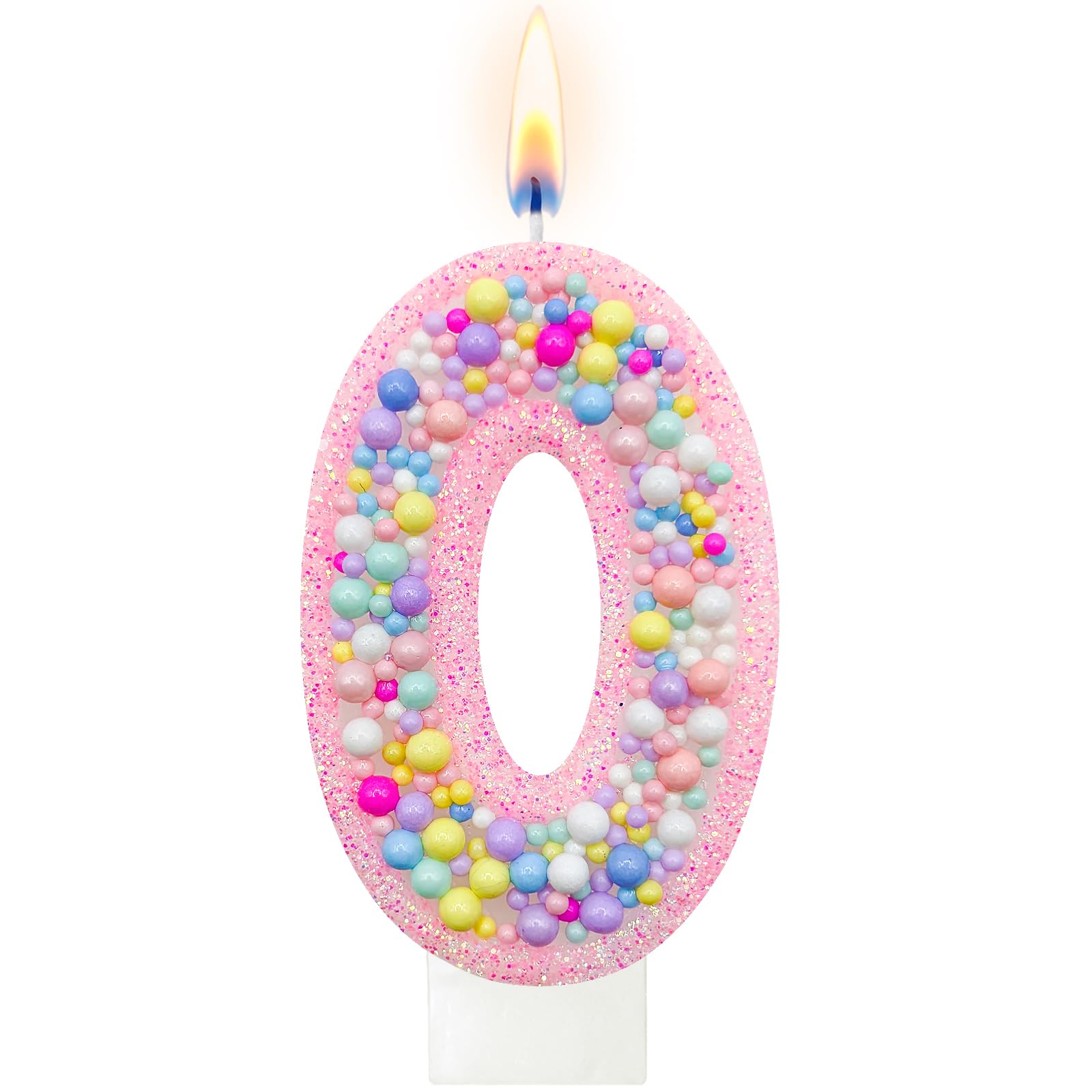 AEYSYU Pink Glitter Number 0 Birthday Candle - cake decorating supplies | Mubboo