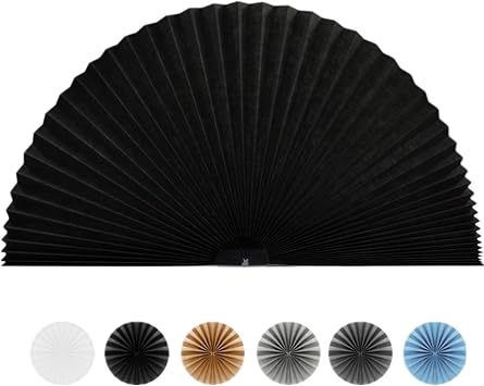 Maritown Arch Window Shades No Tools Light Filtering Pleated Fabric Shade Stick on Half Circle Round Window Pleated Blinds Arched Window Covering for Bedroom Kitchen Bathroom, Easy to Cut and Install