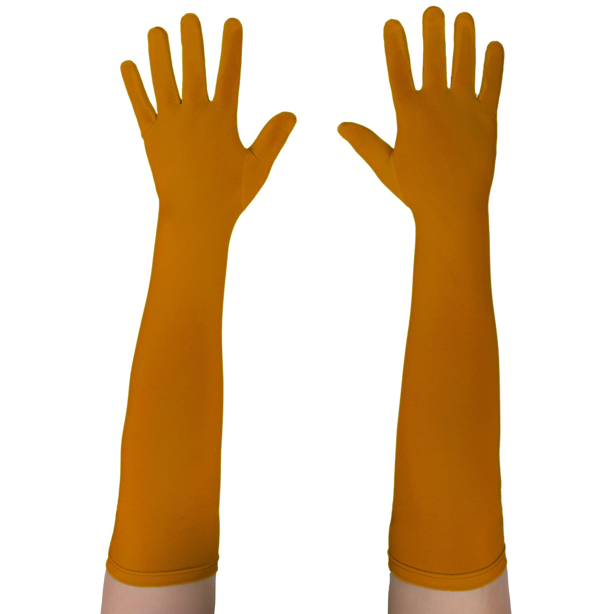 Seeksmile Long Gloves Unisex Adult 18" Length Spandex Stretchy Cosplay Costume Gloves, brown, One size