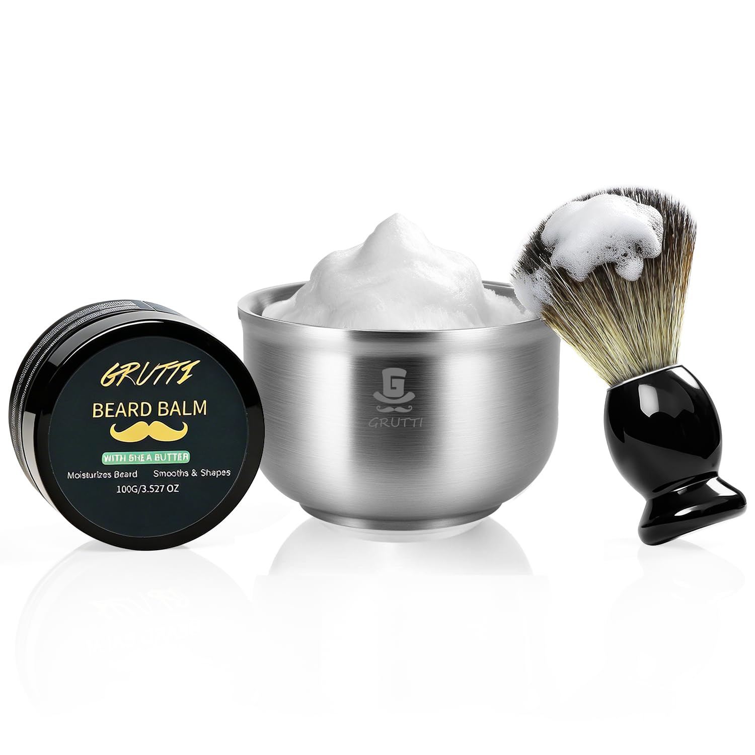 Shaving Brush Kit for Men, Include Shaving Cream, Brush & Bowl, Fashion Shaving Kit - Christmas Birthday Anniversary Valentine's Father's Day 3-Piece Gift Kit for Dad Men Friend Husband Boyfriend