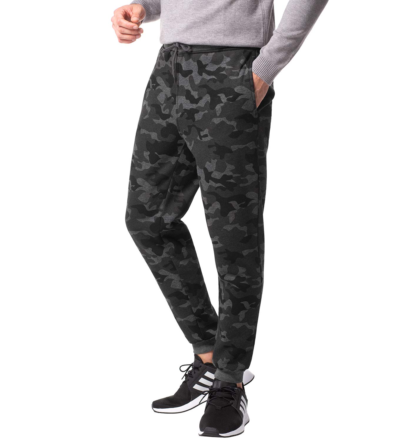 Men's Jogging Bottoms with Fleece Lining Stripes Tapered Cuffed Jogging Pants Sweatpants for Man Casual Sports Bottoms with Waist Drawstring M22