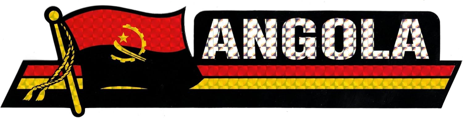 Pack of 50 Angola Flag 3"x12" Reflective Decal Bumper Sticker DCX-007