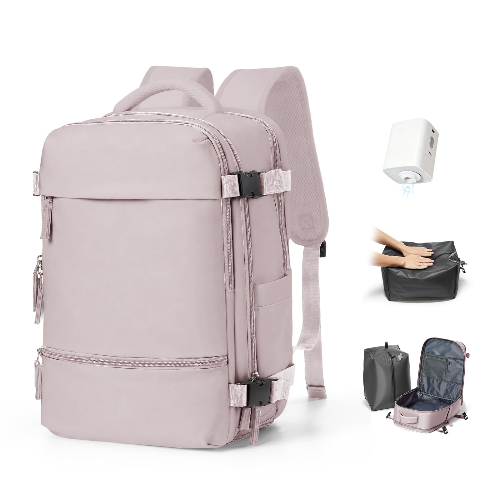 BJLFS Zaino Ryanair 40x30x20 Sottovuoto con Pompa Zaino da Viaggio Wizzair | Zaino Sottovuoto Ryanair 40x30x20 Bagaglio A Mano con Pompa Borse da Cabina per Wizzair Zaino Portabili da 16 pollici
