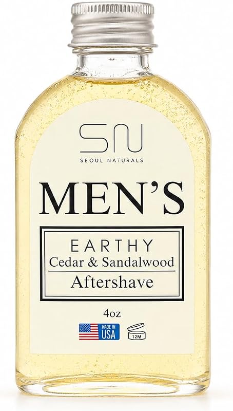 Aftershave para después del afeitado de madera de cedro y sándalo terroso para hombres de Seoul Naturals, sin alcohol, k beauty, 4 oz