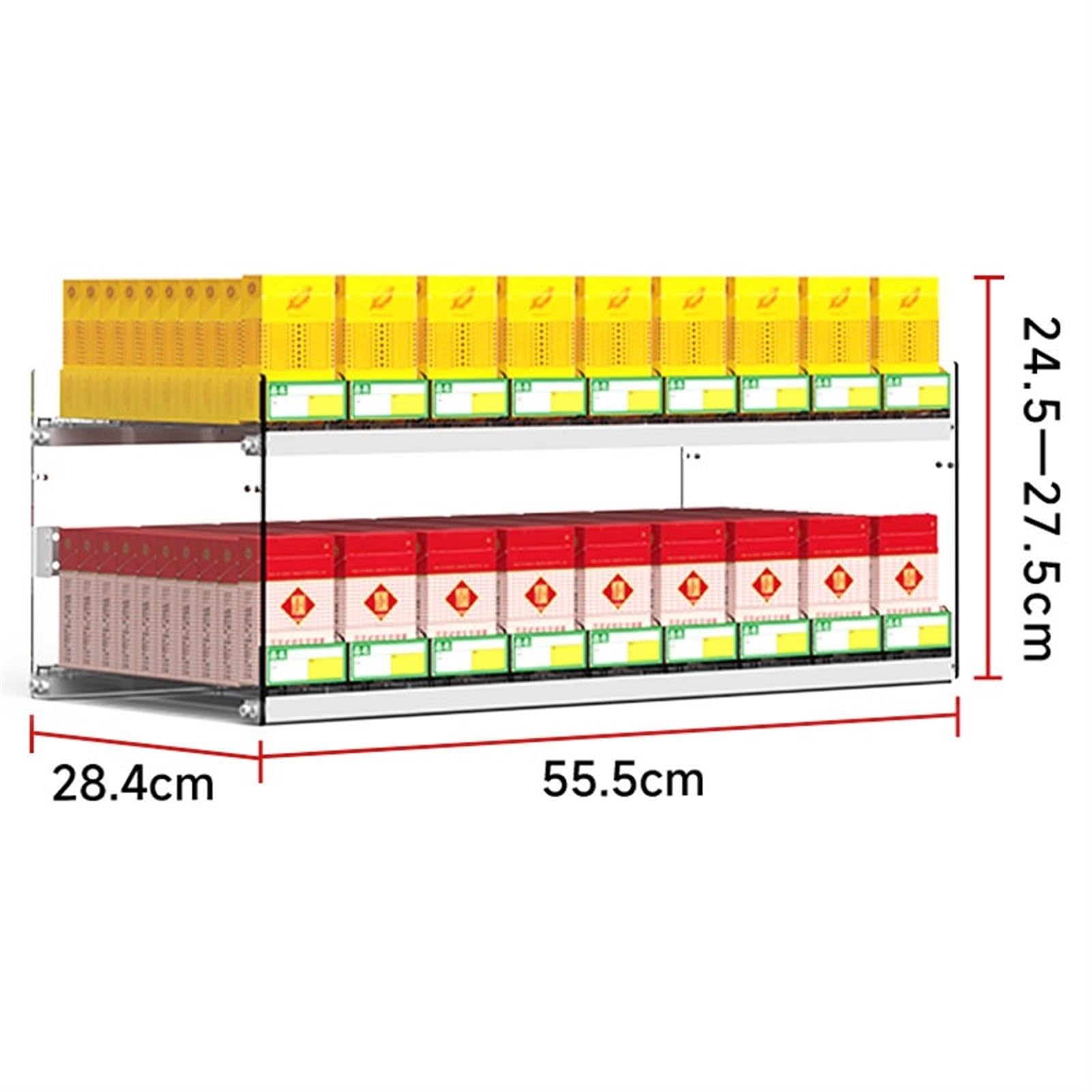 Genérico Prezentacja papierosów na ścianę z automatyczną tacą, przezroczysty akrylowy organizer na gumę do żucia, napoje i produkty zdrowotne-55,5 x 28,4 x 24,5 cm